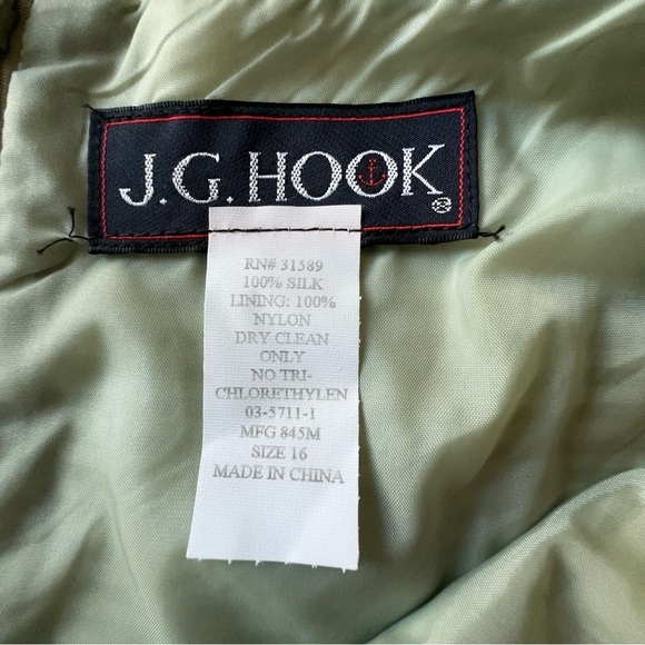 NWT | JG HOOK PURE SILK SAGE GREEN GINGHAM CHECK DRESS FULLY LINED | SIZE: 16 - Picture 7 of 8